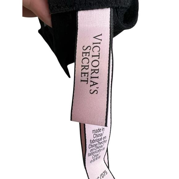 Victoria's Secret Dream Angels Lined Plunge Bra Black Lace High Neck Collar 34C - Picture 5 of 7